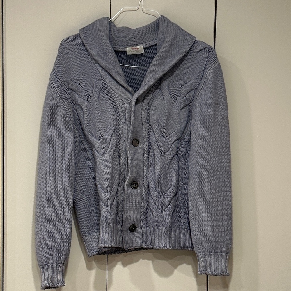 Vintage Gran Sasso Gray Cable Knit Cardigan - Made in Italy